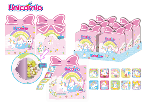 UNICORN Sticker Roller Box With Candy 