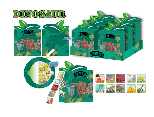 DINOSAUR Sticker Roller Box With Candy
