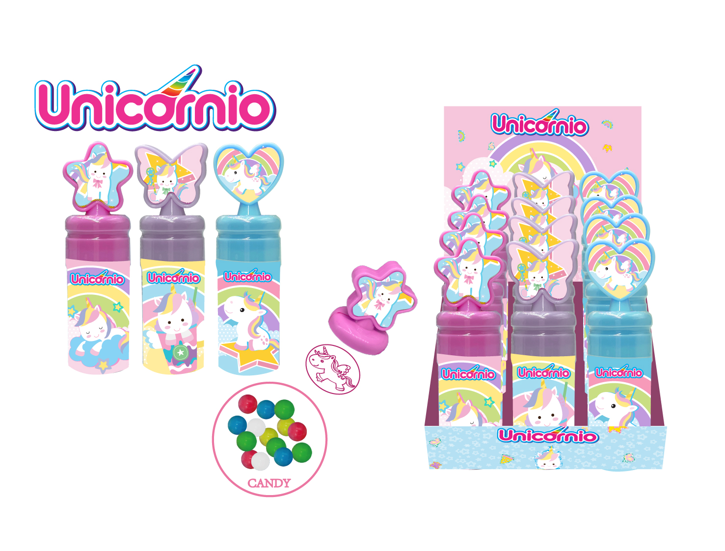 UNICORN Stamper Tube With Candy 