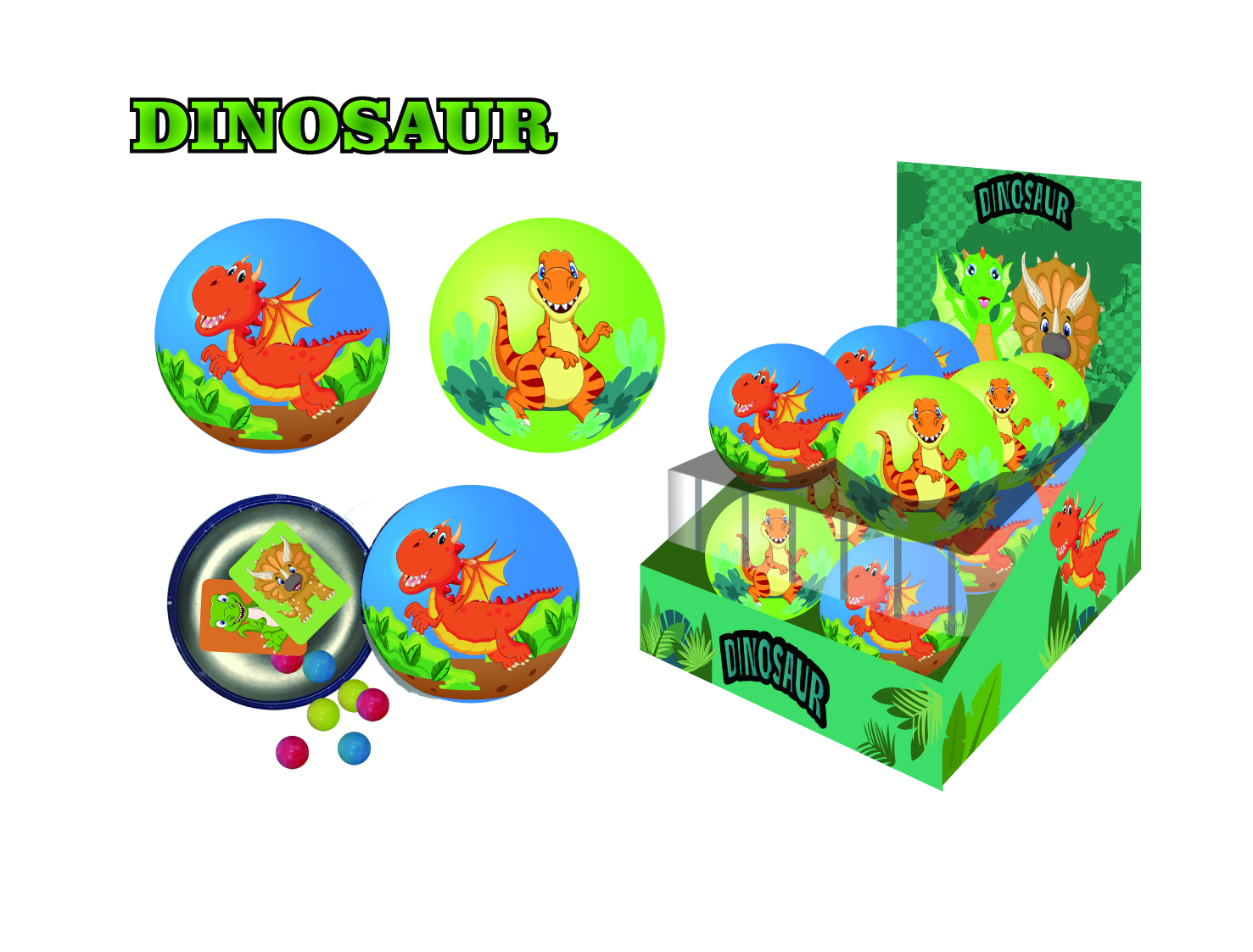 DINOSAUR Tin Ball With Candy 